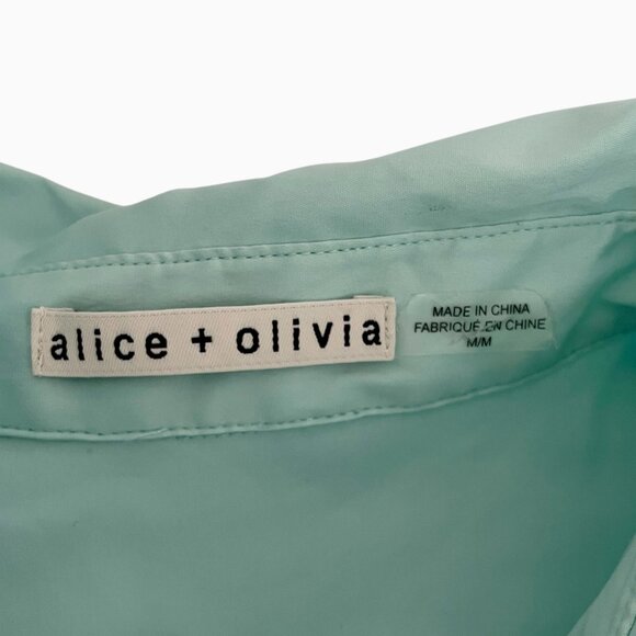 Alice + Olivia Finley Heart Cutout Embellished Mint Cotton Top M - Picture 5 of 8